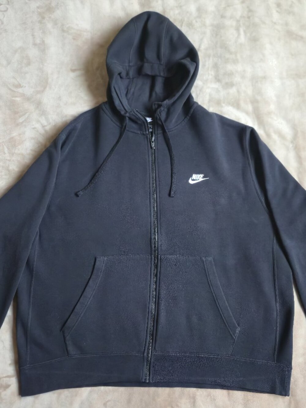 Nike Sportswear Club Fleece Full-Zip Hoodie Black White Swoosh Men's XXL